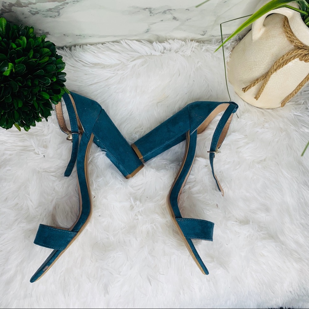 CHARLOTTE RUSSE TEAL HEELED SANDALS